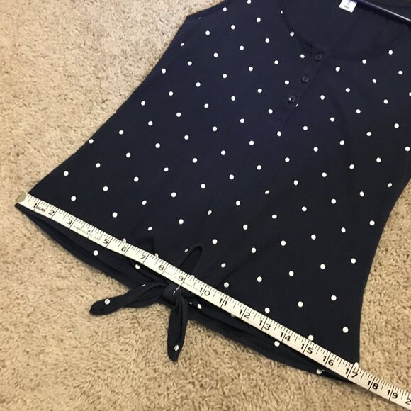Cute Polka Dot Tie Hem Button Collar Cotton Tank Top - Picture 14 of 15